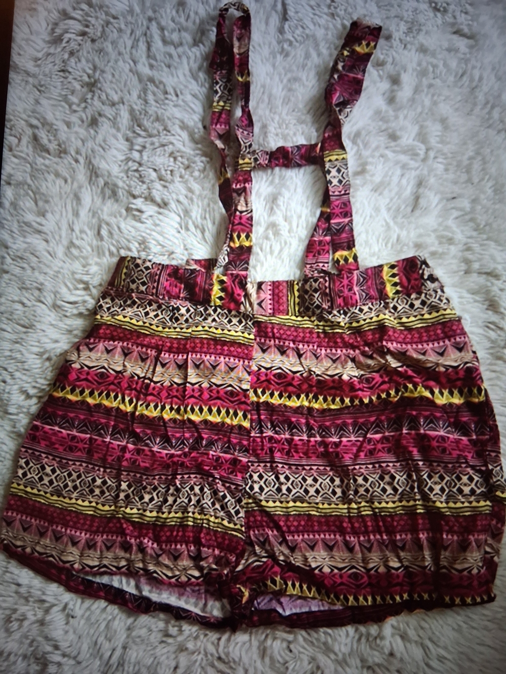Tribal Print Suspender Shorts